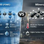 silicone oil vs mineral oil molecular structure comparison infographic