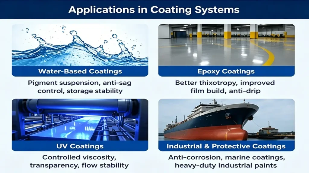 Applications of fumed silica in industrial coatings epoxy coatings UV coatings and water-based paint systems