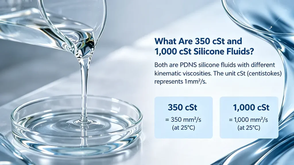 350 cSt and 1,000 cSt silicone fluid viscosity and flow comparison