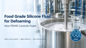 Food grade silicone fluid (PDMS) for defoaming and foam control in food processing