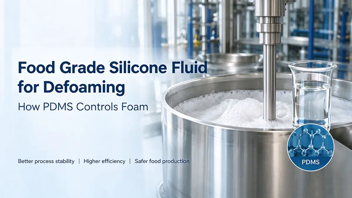 Food grade silicone fluid (PDMS) for defoaming and foam control in food processing