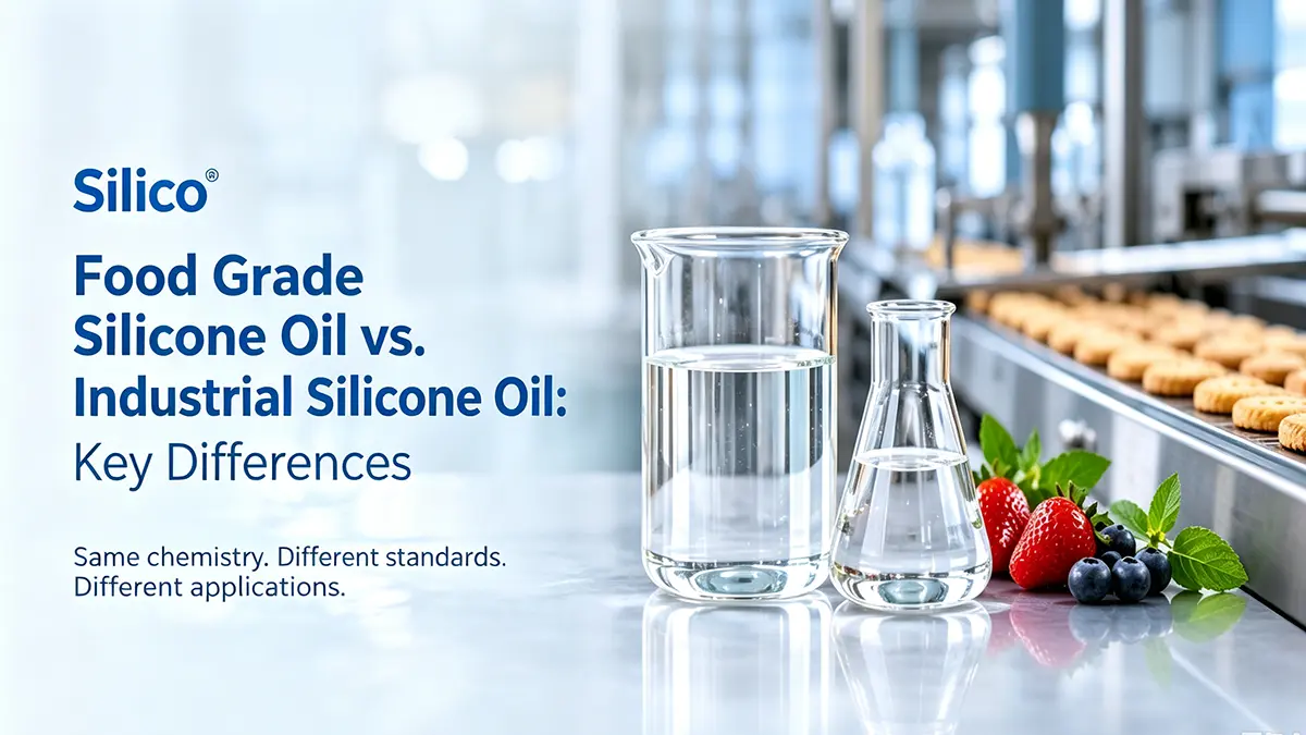 Food grade silicone oil vs industrial silicone oil showing key differences in applications, quality control and regulatory requirements