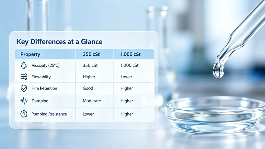 350 cSt and 1,000 cSt silicone fluid for lubrication, damping and mold release