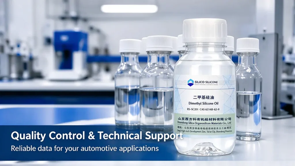 Silicone fluid samples prepared for laboratory quality control and technical evaluation