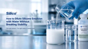 How to dilute silicone emulsion with water without breaking stability, featuring laboratory dilution equipment