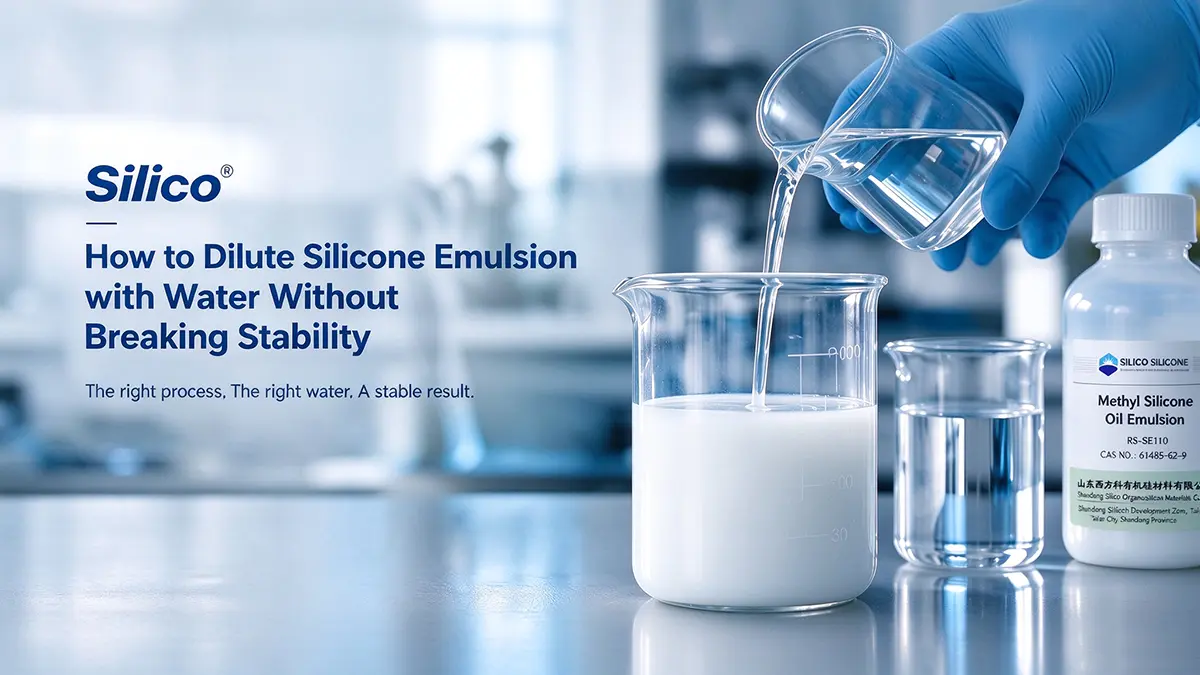 How to dilute silicone emulsion with water without breaking stability, featuring laboratory dilution equipment