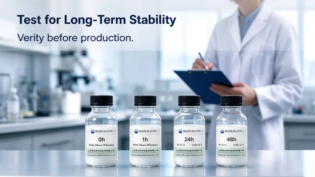 Laboratory testing of diluted silicone emulsion for pH, appearance and formulation stability