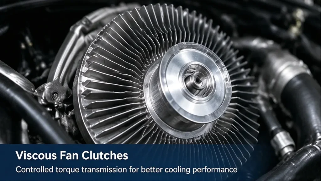 Automotive viscous fan clutch components designed for controlled torque transmission using silicone fluid